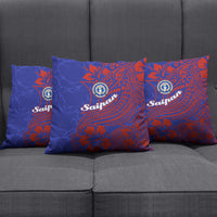 Saipan Northern Mariana Islands Pillow Cover Polynesian Tribal Tattoo Art With Hibiscus Flowers And Seal TS04 - Polynesian Pride