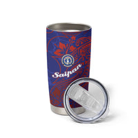 Saipan Northern Mariana Islands Tumbler Cup Polynesian Tribal Tattoo Art With Hibiscus Flowers And Seal TS04 - Polynesian Pride