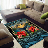 Personalized Masefau American Samoa Whale Area Rug Polynesian Tribal Pattern Tropical Hibiscus