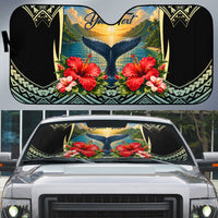 Personalized Masefau American Samoa Whale Auto Sun Shade Polynesian Tribal Pattern Tropical Hibiscus