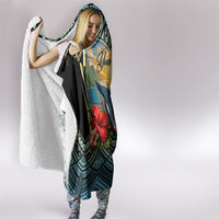 Personalized Masefau American Samoa Whale Hooded Blanket Polynesian Tribal Pattern Tropical Hibiscus