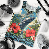 Personalized Masefau American Samoa Whale Men Tank Top Polynesian Tribal Pattern Tropical Hibiscus