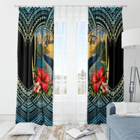 Personalized Masefau American Samoa Whale Window Curtain Polynesian Tribal Pattern Tropical Hibiscus
