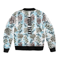 Personalized Masefau American Samoa Bomber Jacket Vintage Whale Hibiscus Ocean Waves