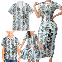 Personalized Masefau American Samoa Family Matching Short Sleeve Bodycon Dress and Hawaiian Shirt Vintage Whale Hibiscus Ocean Waves