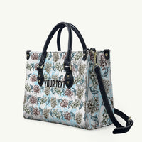 Personalized Masefau American Samoa Leather Bag Vintage Whale Hibiscus Ocean Waves