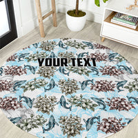 Personalized Masefau American Samoa Round Carpet Vintage Whale Hibiscus Ocean Waves