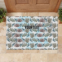 Personalized Masefau American Samoa Rubber Doormat Vintage Whale Hibiscus Ocean Waves