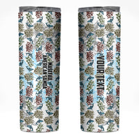 Personalized Masefau American Samoa Skinny Tumbler Vintage Whale Hibiscus Ocean Waves