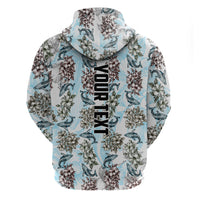 Personalized Masefau American Samoa Zip Hoodie Vintage Whale Hibiscus Ocean Waves