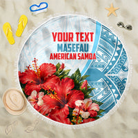 Personalized American Samoa Masefau Beach Blanket Hibiscus Tropical Floral Whale Polynesian Tribal Pattern