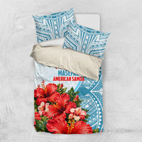 Personalized American Samoa Masefau Bedding Set Hibiscus Tropical Floral Whale Polynesian Tribal Pattern