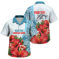 Personalized American Samoa Masefau Family Matching Off Shoulder Short Dress and Hawaiian Shirt Hibiscus Tropical Floral Whale Polynesian Tribal Pattern