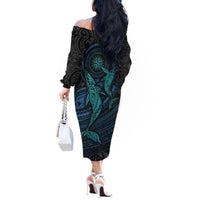 Polynesian Whale Off The Shoulder Long Sleeve Dress TS04 - Polynesian Pride