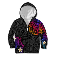 Turtle and Plumeria - Polynesian Kid Hoodie TS04 Zip Hoodie Gradient - Polynesian Pride