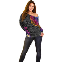 Turtle and Plumeria - Polynesian Off Shoulder Sweater TS04 - Polynesian Pride