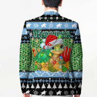 Micronesia Christmas Blazer with Santa Turtle Coral Reef and Holiday Ocean Pattern - Polynesian Pride