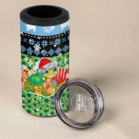 Micronesia Christmas 4 in 1 Can Cooler Tumbler with Santa Turtle Coral Reef and Holiday Ocean Pattern - Polynesian Pride