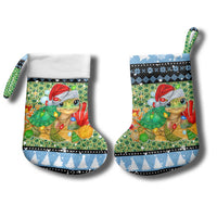 Micronesia Christmas Stocking with Santa Turtle Coral Reef and Holiday Ocean Pattern - Polynesian Pride