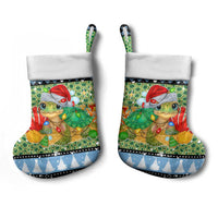 Micronesia Christmas Stocking with Santa Turtle Coral Reef and Holiday Ocean Pattern - Polynesian Pride