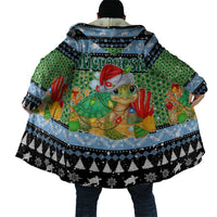 Micronesia Christmas Cloak with Santa Turtle Coral Reef and Holiday Ocean Pattern - Polynesian Pride