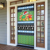 Micronesia Christmas Door Cover with Santa Turtle Coral Reef and Holiday Ocean Pattern - Polynesian Pride
