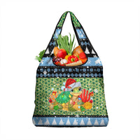 Micronesia Christmas Grocery Bag with Santa Turtle Coral Reef and Holiday Ocean Pattern - Polynesian Pride