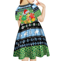 Micronesia Christmas Kid Short Sleeve Dress with Santa Turtle Coral Reef and Holiday Ocean Pattern - Polynesian Pride