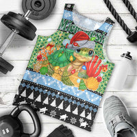 Micronesia Christmas Men Tank Top with Santa Turtle Coral Reef and Holiday Ocean Pattern - Polynesian Pride