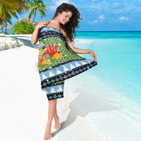 Micronesia Christmas Sarong with Santa Turtle Coral Reef and Holiday Ocean Pattern - Polynesian Pride