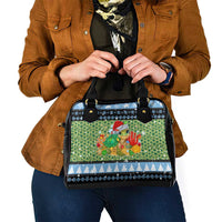 Micronesia Christmas Shoulder Handbag with Santa Turtle Coral Reef and Holiday Ocean Pattern - Polynesian Pride