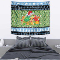 Micronesia Christmas Tapestry with Santa Turtle Coral Reef and Holiday Ocean Pattern - Polynesian Pride
