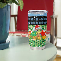 Micronesia Christmas Tumbler Cup with Santa Turtle Coral Reef and Holiday Ocean Pattern - Polynesian Pride