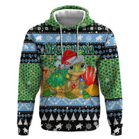 Micronesia Christmas Zip Hoodie with Santa Turtle Coral Reef and Holiday Ocean Pattern - Polynesian Pride