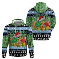 Micronesia Christmas Zip Hoodie with Santa Turtle Coral Reef and Holiday Ocean Pattern - Polynesian Pride