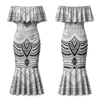 Aiga Samoa Raised Fist Family Matching Mermaid Dress and Hawaiian Shirt Polynesian Tribal Tattoo Art Family Pride TS04 Mom's Dress White Black - Polynesian Pride