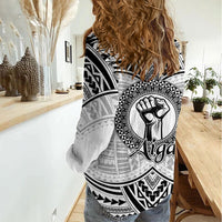 Aiga Samoa Raised Fist Women Casual Shirt Polynesian Tribal Tattoo Art Family Pride TS04 - Polynesian Pride