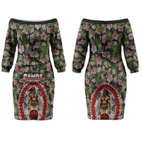 Samoa Aiga Polynesian Couples Matching Off The Shoulder Long Sleeve Dress and Hawaiian Shirt Tropical Floral Hibiscus Pattern Island Heritage TS04 - Polynesian Pride