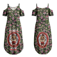 Samoa Aiga Polynesian Family Matching Summer Maxi Dress and Hawaiian Shirt Tropical Floral Hibiscus Pattern Island Heritage TS04 Mom's Dress Green Red - Polynesian Pride