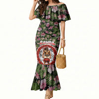 Samoa Aiga Polynesian Mermaid Dress Tropical Floral Hibiscus Pattern Island Heritage TS04 Women Green Red - Polynesian Pride