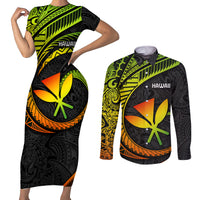 Hawaii Kanaka Maoli Couples Matching Short Sleeve Bodycon Dress and Long Sleeve Button Shirts Polynesian Tornado Infusion Gradient TS04 Gradient - Polynesian Pride