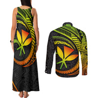 Hawaii Kanaka Maoli Couples Matching Tank Maxi Dress and Long Sleeve Button Shirts Polynesian Tornado Infusion Gradient TS04 - Polynesian Pride