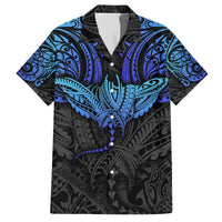 Polynesian Ray Pattern Hawaiian Shirt TS04 Black Blue - Polynesian Pride