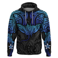 Polynesian Ray Pattern Hoodie TS04 Black/Blue - Polynesian Pride