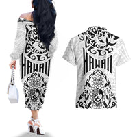 Hawaii Couples Matching Off The Shoulder Long Sleeve Dress and Hawaiian Shirt with Polynesian Turtle TS04 - Polynesian Pride