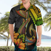Hawaii Hawaiian Shirt Polynesian Fish Hook and Hibiscus Flowers with Gradient Pattern TS04 - Polynesian Pride
