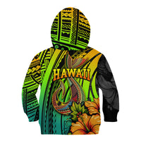 Hawaii Kid Hoodie Polynesian Fish Hook and Hibiscus Flowers with Gradient Pattern TS04 - Polynesian Pride