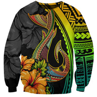 Hawaii Sweatshirt Polynesian Fish Hook and Hibiscus Flowers with Gradient Pattern TS04 Unisex Multicolor - Polynesian Pride
