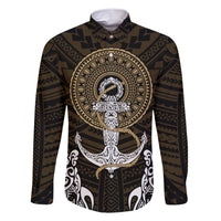 Polynesian Swordfish Family Matching Short Sleeve Bodycon Dress and Hawaiian Shirt with Anchor Pattern and Tribal Turtle TS04 Dad's Shirt - Long Sleeve Multicolor - Polynesian Pride