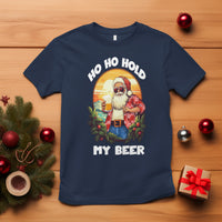 Christmas In Hawaii T Shirt Ho Ho Hold My Beer Cool Santa Sunglass TS09 Navy - Polynesian Pride